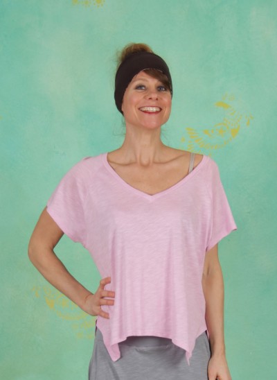 Shirt, V-Neck, transforming-pink